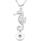 Necklace sea animals starfish sea turtle dolphin hippocampus anchor 60CM chain  metal  fit 20MM chunks snap button jewelry