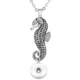 seahorse hippocampus pendant necklace 60CM chain  metal  fit 20MM chunks snap button jewelry