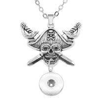 Pirate Corsair Necklace skull  hip hop plant 80CM chain  metal  fit 20MM chunks snap button jewelry Jewelry Making
