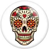 20MM pattern skull Print  glass snaps buttons