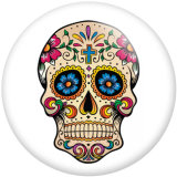 20MM pattern skull Print  glass snaps buttons