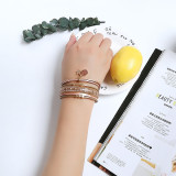 Geometric Diamond Pendant Magnet Buckle Bracelet Multilayer Alloy Leather Bracelet  Jewelry Making