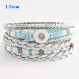 Partnerbeads 40cm 1 snaps button light blue leather bracelets fit 12mm snaps KS0628-S