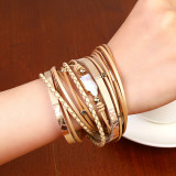 Multilayer Electroplated Bracelet Braided Baroque Pearl Double Circle