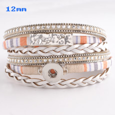 Partnerbeads 40cm 1 snaps button Beige leather bracelets fit 12mm snaps KS0629-S