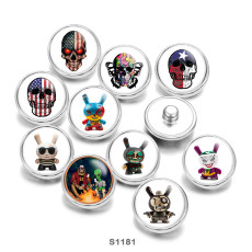 20MM skull USA Print  glass snaps buttons