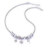 Alloy necklace owl pendant jewelry beaded snake bone chain