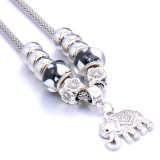 Alloy necklace Elephant pendant jewelry beaded snake bone chain