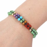 4MM Colorful Natural Stone Bracelet Double Woven Crystal Bead Bracelet Tree of Life