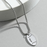 Necklace Hip Hop Stainless Steel Chain Rugby Pendant