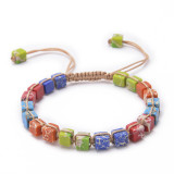 Square Emperor Stone Bracelet Braided Seven Vein Stone Bracelet Yoga Beaded Natural Stone Handmade Jewelry