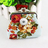 Canvas Rose Mini Coin Purse Buckle Coin Case Cute Small Wallet fit 18mm snap button jewelry