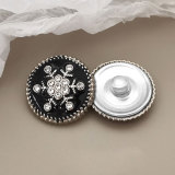20MM Snowflake Pattern Metal Button Diamond Black and White Enamel