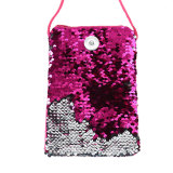 Mermaid sequin coin purse two-color sequins single room messenger small purse children's lanyard sequined small square bag fit 18mm snap button jewelry