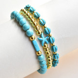 Turquoise Starfish Pumpkin Bead Bracelet Set