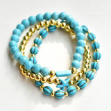 Turquoise Starfish Pumpkin Bead Bracelet Set