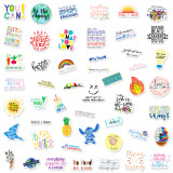 50pcs inspirational text graffiti stickers decorative suitcase notebook waterproof detachable stickers
