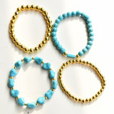 Gold Turquoise Irregular Stone Bracelet Set