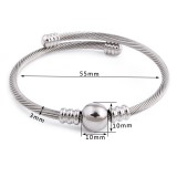 Cable wire ball stainless steel bracelet with adjustable opening