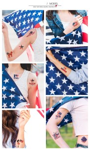 Independence Day tattoo stickers face waterproof sweat decorative props disposable temporary USA  flag stickers