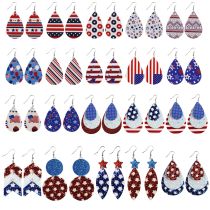 American USA  flag stars and stripes elements Independence Day election theme leather earrings