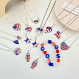 American Independence Day USA  Series Necklace Set Fashion Simple Diamond Wings Love Pendant Clavicle Chain