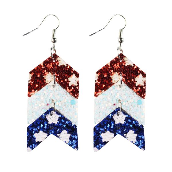 American USA  flag stars and stripes elements Independence Day election theme leather earrings