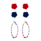 Independence Day Carnival Party Earrings American USA Stars and Stripes Flag Color Diamond Painting Oil Star Butterfly Tassel Stud Earrings