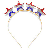 American Independence Day Alloy Rhinestone Star Hair Hoop Pentagram Flag National Day Holiday Crown Hair Accessories