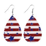 American USA  flag stars and stripes elements Independence Day election theme leather earrings