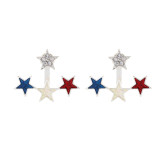 Independence Day Carnival Party Earrings American USA Stars and Stripes Flag Color Diamond Painting Oil Star Butterfly Tassel Stud Earrings