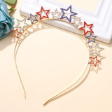 American Independence Day Alloy Rhinestone Star Hair Hoop Pentagram Flag National Day Holiday Crown Hair Accessories