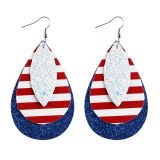 PU Triple Leather USA  Print Earrings American Flag Independence Day Election Themed Earrings