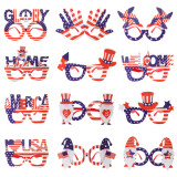 Independence Day Decorative Glasses USA  American National Day Party Decorative Props Letters Flag Glasses Frame