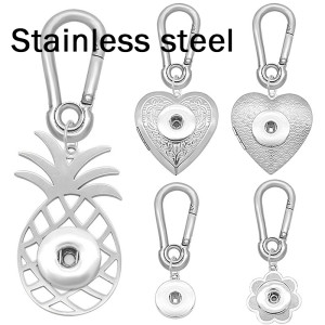 Stainless Steel Keychain Bag Buckle Pineapple flowers Love fit 18mm snap button jewelry