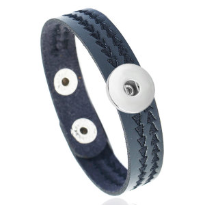 Leather Bracelet Computer Embroidered Men's and Women's Bracelet Simple Imitation Leather Bracelet fit 20mm snaps  jewelry