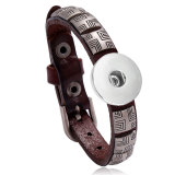 Punk Vintage Leather Bracelet Simple Versatile Adjustable Men's Jewelry fit 20mm snaps  jewelry