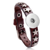Punk Vintage Jewelry Pentagram Leather Bracelet fit 20mm Snaps button jewelry wholesale