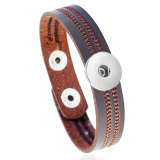 Leather Bracelet Computer Embroidered Men's and Women's Bracelet Simple Imitation Leather Bracelet fit 20mm snaps  jewelry