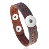 Leather Bracelet Computer Embroidered Men's and Women's Bracelet Simple Imitation Leather Bracelet fit 20mm snaps  jewelry