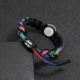 Twelve constellations colorful little lion bracelet couple shoelaces woven rainbow color changing bracelet fit 20mm snaps  jewelry