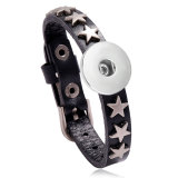 Punk Vintage Jewelry Pentagram Leather Bracelet fit 20mm snaps  jewelry