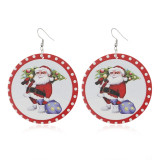 Christmas Earrings Log Santa Elk Snowman Print Hypoallergenic Earrings