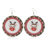 Christmas Earrings Log Santa Elk Snowman Print Hypoallergenic Earrings
