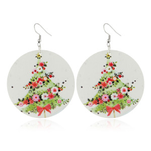 Christmas Earrings Log Santa Elk Snowman Print Hypoallergenic Earrings