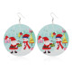 Christmas Earrings Log Santa Elk Snowman Print Hypoallergenic Earrings