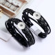Couple Leather Jewelry Ethnic Vintage Alloy Magnetic Buckle Leather Bracelet fit 20mm snaps  jewelry