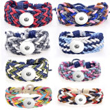 Wide Braided Bracelet Available in Multiple Colors fit 20mm snaps  jewelry