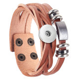 Braided Leather Bracelet Sub-leather Bracelet Genuine Leather fit 20mm snaps  jewelry