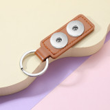 PU Leather Keychain Double Sided Car Line Small Gift Metal Pendant Car Keychain fit 18mm snap button jewelry